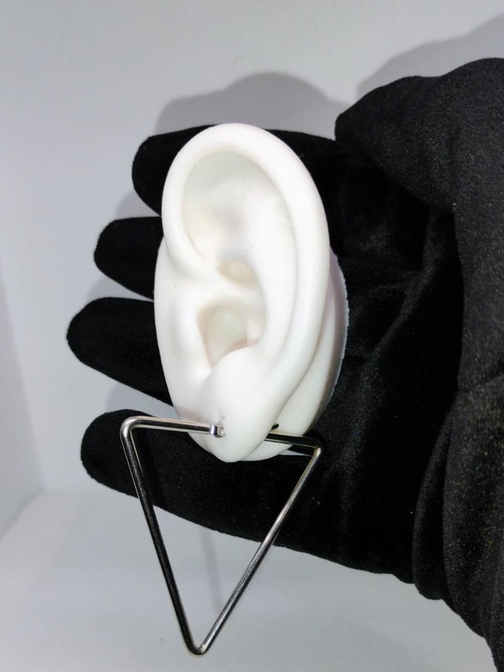 Upside Down Triangle Hoop Earrings, Stainless Steel